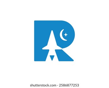 editable vector letter R rocket launch symbol design illustration isolated on transparent background