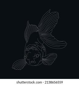 Editable vector line art of Goldfish on black background