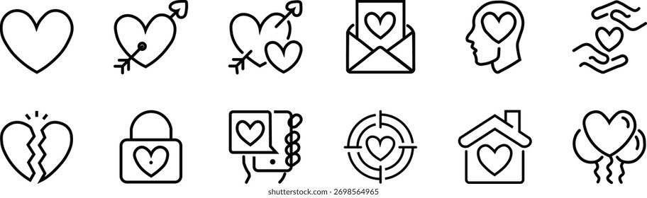 Conjunto de Ícones de Linha de Vetor Editável da Relação