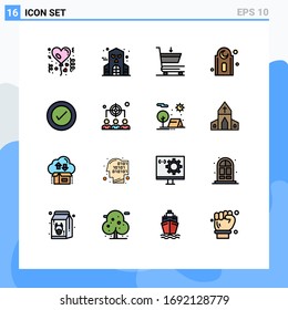 Editable Vector Line Pack of 16 Simple Flat Color Filled Lines of business; ux; commerce; ui; prayer Editable Creative Vector Design Elements