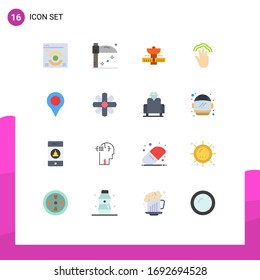 Editable Vector Line Pack of 16 Simple Flat Colors of map; multiple touch; satelite; interface; gestures Editable Pack of Creative Vector Design Elements
