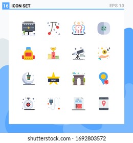 Editable Vector Line Pack of 16 Simple Flat Colors of chemistry; biology; festival; atom; group Editable Pack of Creative Vector Design Elements