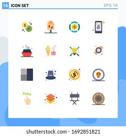 Editable Vector Line Pack of 16 Simple Flat Colors of cruise; egg; food; easter; dollar Editable Pack of Creative Vector Design Elements