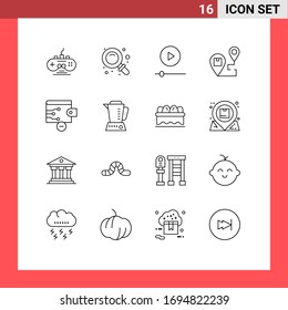 Editable Vector Line Pack of 16 Simple Outlines of finance; map; devices; location; delivery Editable Vector Design Elements