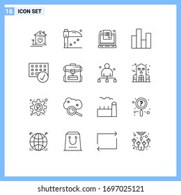 Editable Vector Line Pack of 16 Simple Outlines of stats; chart; exam; business; survey Editable Vector Design Elements