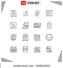 Editable Vector Line Pack of 16 Simple Outlines of pool; presentation; day; board; shamrock Editable Vector Design Elements