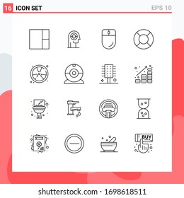 Editable Vector Line Pack of 16 Simple Outlines of fireman; fighter; devices; burn; holiday Editable Vector Design Elements
