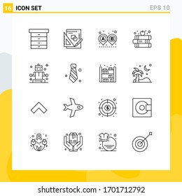 Editable Vector Line Pack of 16 Simple Outlines of wellness; meditation; road; apple; education Editable Vector Design Elements