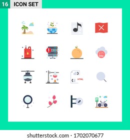 Editable Vector Line Pack of 16 Simple Flat Colors of gallon; bottle; music; place; location Editable Pack of Creative Vector Design Elements