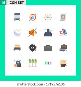 Editable Vector Line Pack of 16 Simple Flat Colors of cresent; file; media; world; objectives Editable Pack of Creative Vector Design Elements