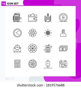 Editable Vector Line Pack of 16 Simple Outlines of arrow; online; build; office; tool Editable Vector Design Elements