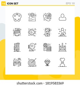 Editable Vector Line Pack of 16 Simple Outlines of pasta; user; call; man; talk Editable Vector Design Elements
