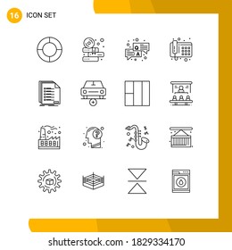 Editable Vector Line Pack of 16 Simple Outlines of listing; filing; qa; check; phone Editable Vector Design Elements