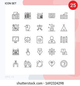 Editable Vector Line Pack of 25 Simple Lines of kitchen; stove; company; house; costs Editable Vector Design Elements