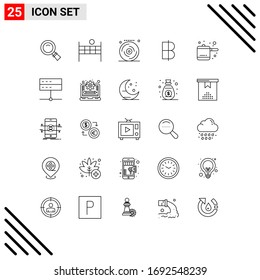 Editable Vector Line Pack of 25 Simple Lines of admin; kitchen; celebration; thailand; currency Editable Vector Design Elements