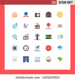 Editable Vector Line Pack of 25 Simple Flat Colors of food; mosque; device; islamic building; building Editable Vector Design Elements