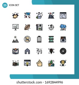 Editable Vector Line Pack of 25 Simple Filled line Flat Colors of web; goal; letter; flag; spa Editable Vector Design Elements