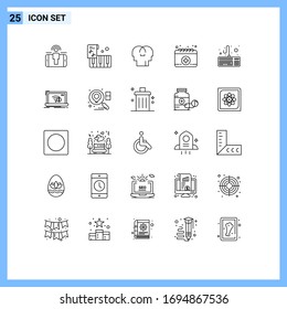 Editable Vector Line Pack of 25 Simple Lines of connection; hardware; feelings; computer; calendar Editable Vector Design Elements