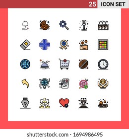 Editable Vector Line Pack of 25 Simple Filled line Flat Colors of pub; city; research; valentine's day; park Editable Vector Design Elements