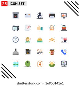 Editable Vector Line Pack of 25 Simple Flat Colors of bid; hardware; aromatherapy; gadget; computers Editable Vector Design Elements