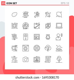 Editable Vector Line Pack of 25 Simple Lines of regular; medical; care; lemon; food Editable Vector Design Elements