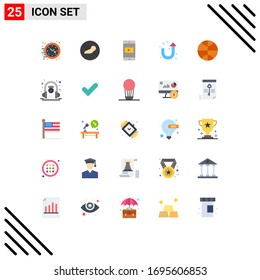 Editable Vector Line Pack of 25 Simple Flat Colors of e learning; basketball; application; u turn; arrow Editable Vector Design Elements