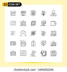 Editable Vector Line Pack of 25 Simple Lines of avatar; nature; speaker; flower; smartphone Editable Vector Design Elements