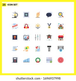 Paquete de línea de vectores editable de 25 colores planos simples de datos; análisis; humanos; burbuja; elementos de diseño de vectores editables de conversación