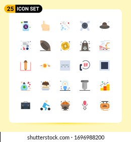 Editable Vector Line Pack of 25 Simple Flat Colors of medical; day; barista; brim; cooler Editable Vector Design Elements