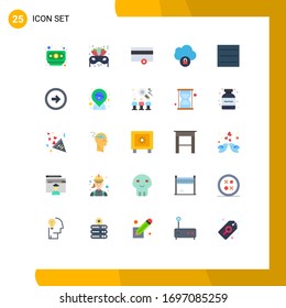 Editable Vector Line Pack of 25 Simple Flat Colors of user interface; button; payments; arrow; hamburger Editable Vector Design Elements