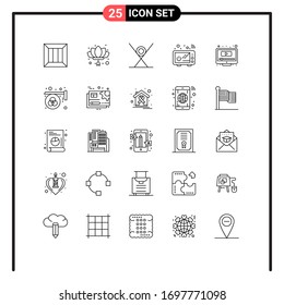 Editable Vector Line Pack of 25 Simple Lines of kitchenware; connect; new; sushi; food Editable Vector Design Elements