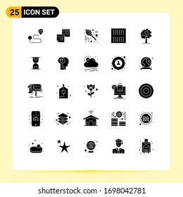 Editable Vector Line Pack of 25 Simple Solid Glyphs of reignite; food; office; thanksgiving; jar Editable Vector Design Elements