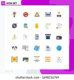 Editable Vector Line Pack of 25 Simple Flat Colors of record; record; park; demo; error Editable Vector Design Elements
