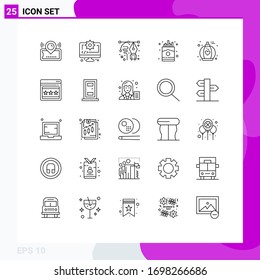Editable Vector Line Pack of 25 Simple Lines of french; fast; gear; chip; pen Editable Vector Design Elements