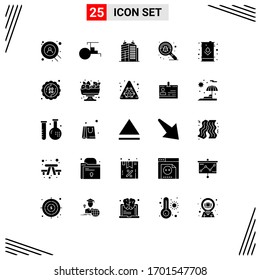 Editable Vector Line Pack of 25 Simple Solid Glyphs of oil; electric; estate; can; search Editable Vector Design Elements