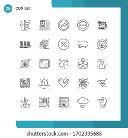 Editable Vector Line Pack of 25 Simple Lines of radio; loading; finance; layout; share Editable Vector Design Elements