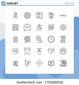 Editable Vector Line Pack of 25 Simple Lines of cost; restaurant; game; menu; drink Editable Vector Design Elements