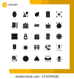 Editable Vector Line Pack of 25 Simple Solid Glyphs of file; mind; nature; pause; devices Editable Vector Design Elements