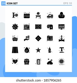 Editable Vector Line Pack of 25 Simple Solid Glyphs of fashion; truck; living; help; emergency Editable Vector Design Elements