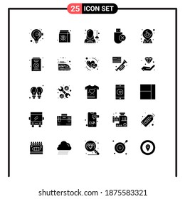 Editable Vector Line Pack of 25 Simple Solid Glyphs of coffee; removed; avatar; hardware; computers Editable Vector Design Elements