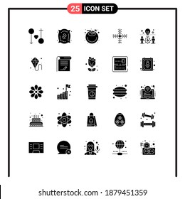 Editable Vector Line Pack of 25 Simple Solid Glyphs of team; snowflake; seeds; holiday; juice Editable Vector Design Elements