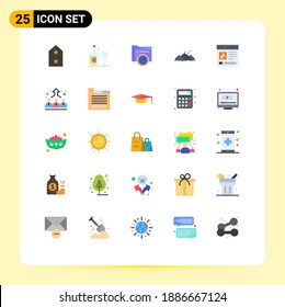 Editable Vector Line Pack of 25 Simple Flat Colors of content; birds; storage; nature; landscape Editable Vector Design Elements