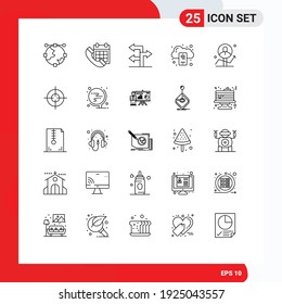Editable Vector Line Pack of 25 Simple Lines of user; mobile; date; cloud; navigation Editable Vector Design Elements