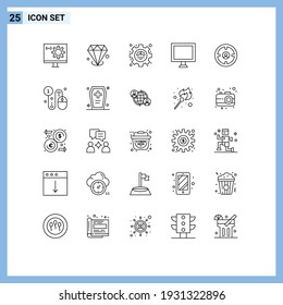 Editable Vector Line Pack of 25 Simple Lines of finance; screen; jewelry; display; productivity Editable Vector Design Elements