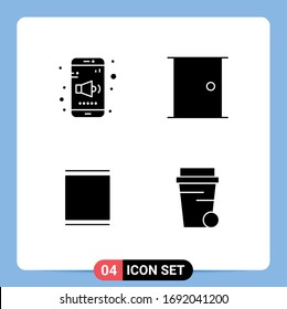 Editable Vector Line Pack of 4 Simple Solid Glyphs of app; gallery; volume; gate; sets Editable Vector Design Elements