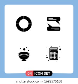 Editable Vector Line Pack of 4 Simple Solid Glyphs of chart; diwali; chatting; celebrate; lamp Editable Vector Design Elements