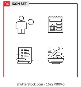 Editable Vector Line Pack of 4 Simple Filledline Flat Colors of avatar; creative; human; document; file Editable Vector Design Elements