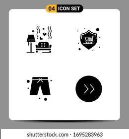 Editable Vector Line Pack of 4 Simple Solid Glyphs of lump; warranty; heart; shop; pants Editable Vector Design Elements