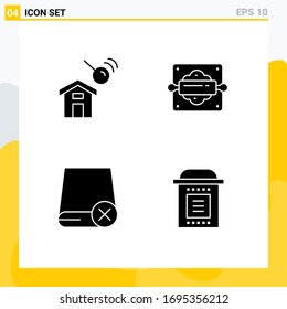 Editable Vector Line Pack of 4 Simple Solid Glyphs of city; devices; search; bread roller; gadget Editable Vector Design Elements