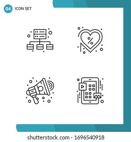 Editable Vector Line Pack of 4 Simple Filledline Flat Colors of business; advertisement; day; label; speaker Editable Vector Design Elements